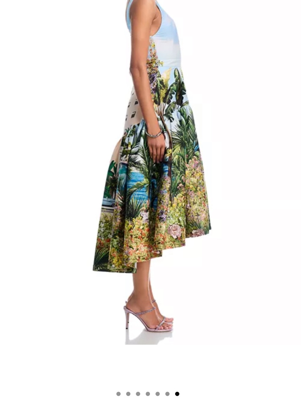 Alice + Olivia Tropical Garden High-Low Midi Skirt - Green, Blue, Pink, Cream - Picture 2 of 6